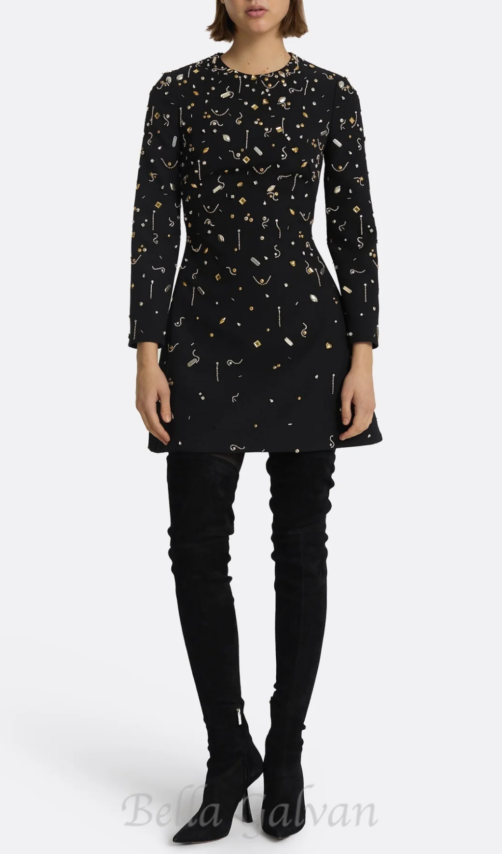 Flowering Girl Women Pamaria Diamante Embroidery Mini Dress