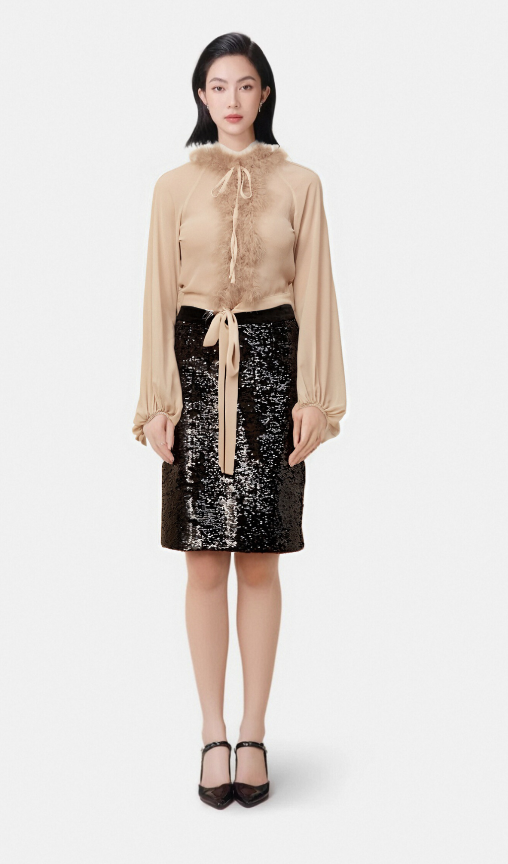 Flowering Girl Women Salome feather-detail chiffon blouse