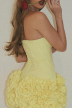 Flowering Girl Women amy flower embellished mini skirt corset set in yellow