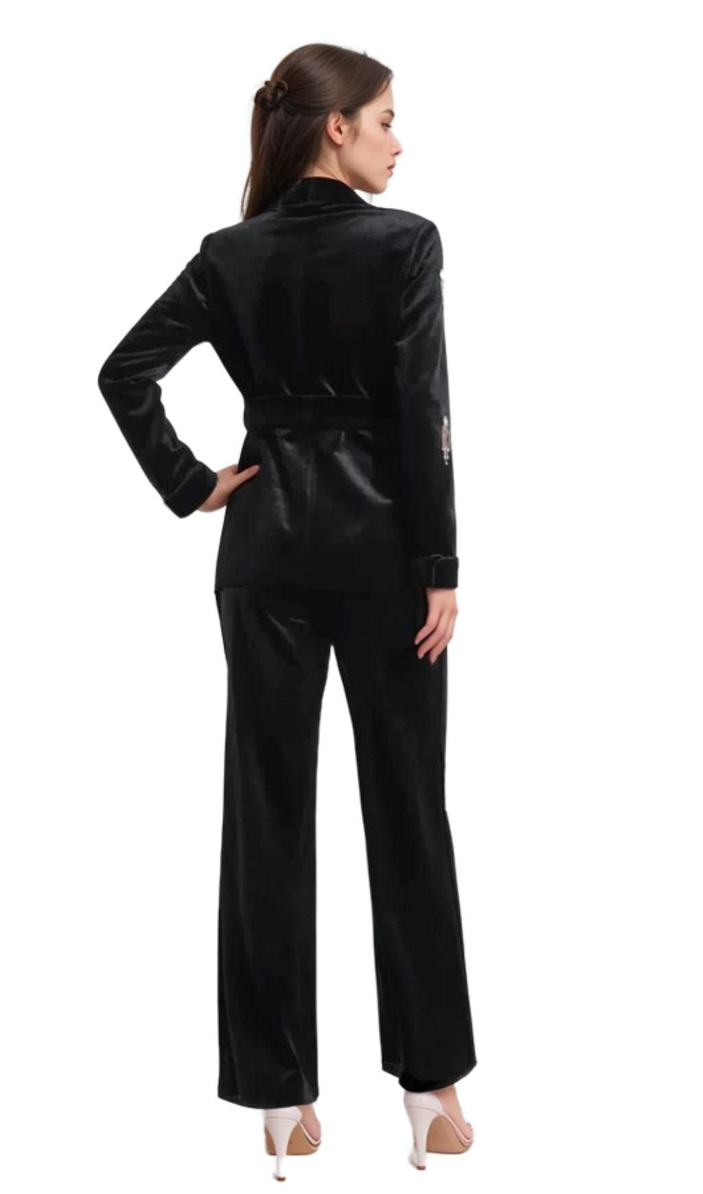 Flowering Girl Women apphia Velvet Diamond embellished blazer 2 Piece in black