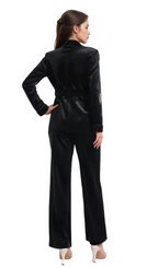 Flowering Girl Women apphia Velvet Diamond embellished blazer 2 Piece in black