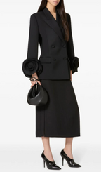 Flowering Girl Women Sophia Rose Appliqué Blazer in Black