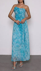 Rexion Strapless Flower Maxi Dress