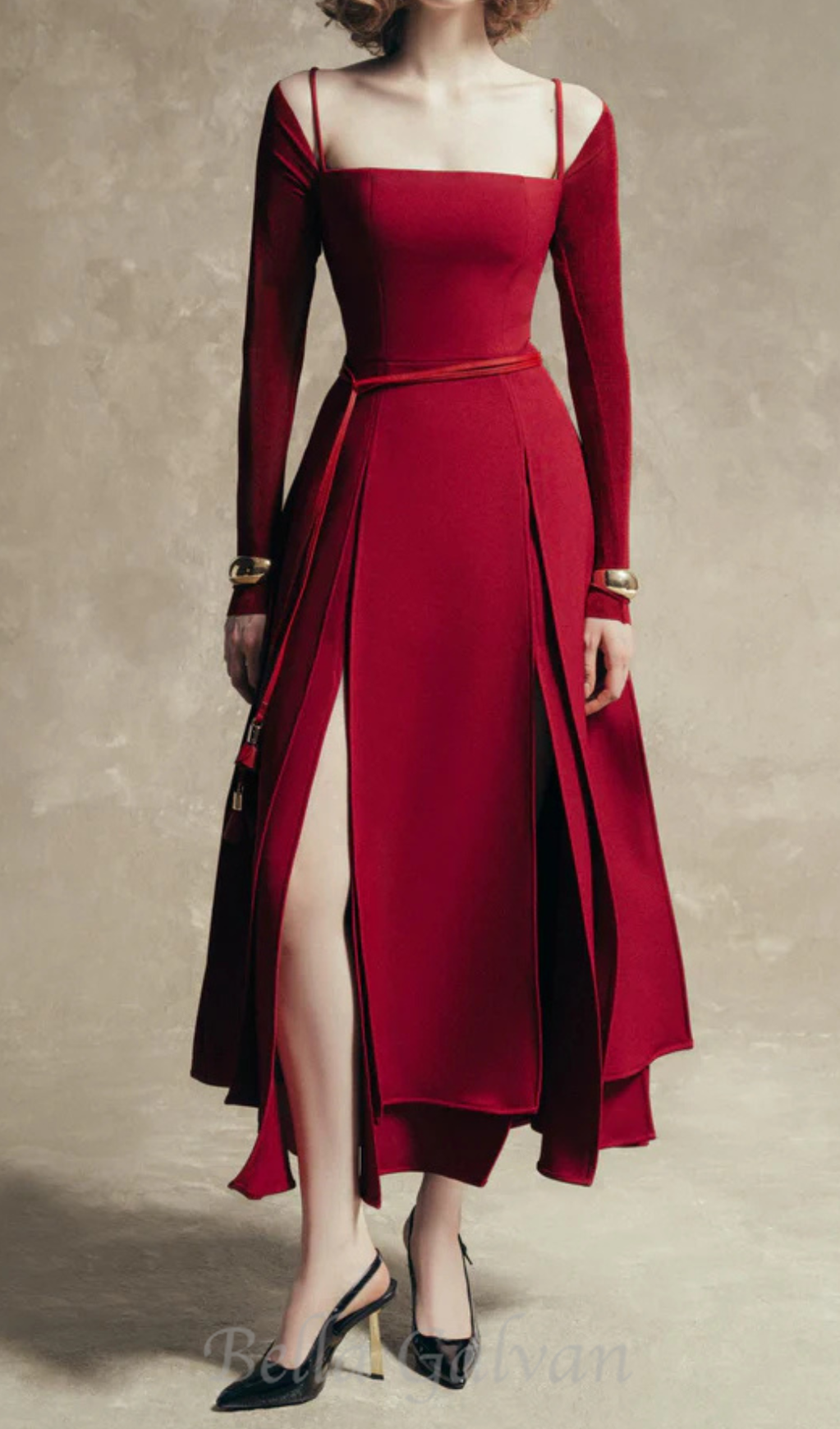 Flowering Girl Women PHANTOM Fringed Midi Dress in red
