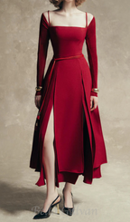 Flowering Girl Women PHANTOM Fringed Midi Dress in red