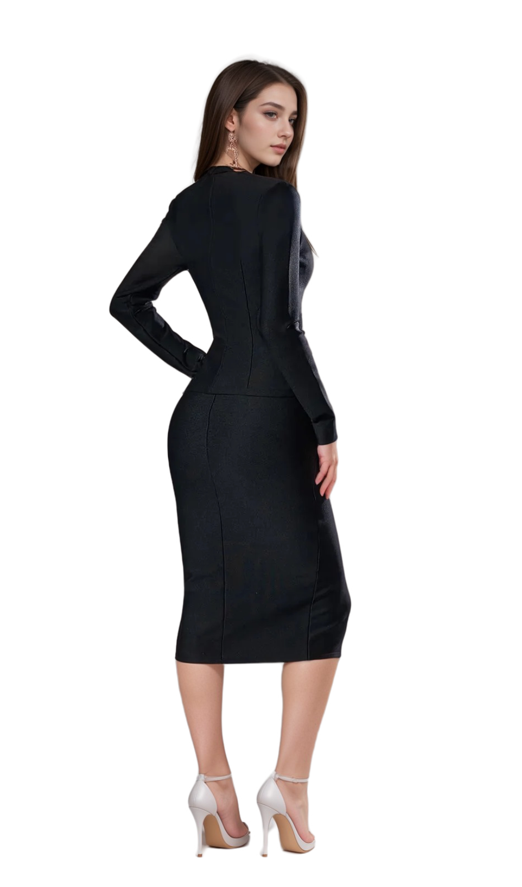 Flowering Girl Women bonnie Long Sleeve Single Breasted Bandage Set in black