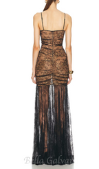 Flowering Girl Women floral print lace maxi dress in black