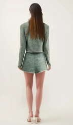 Flowering Girl Women Alyss green tweed jacket & shorts matching set
