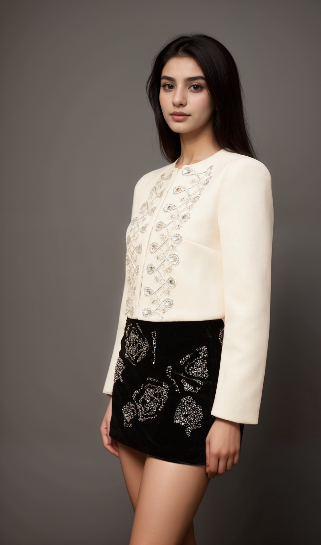 Flowering Girl Women Nerina white crystal-embellished tweed jacket