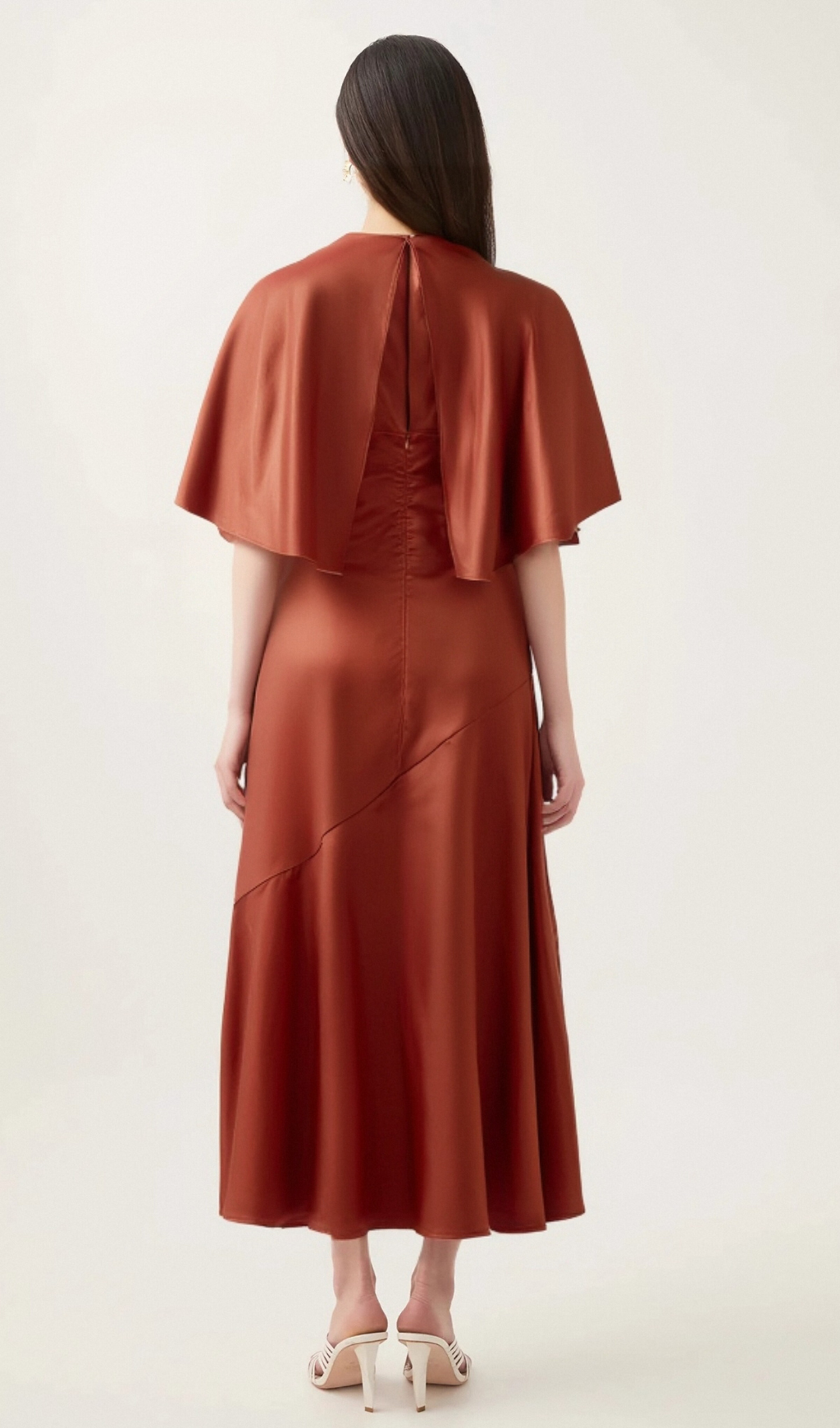 Flowering Girl Women Zoé red cape-sleeve open-back maxi dress
