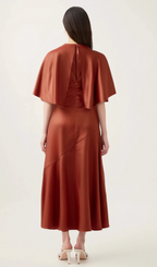 Flowering Girl Women Zoé red cape-sleeve open-back maxi dress