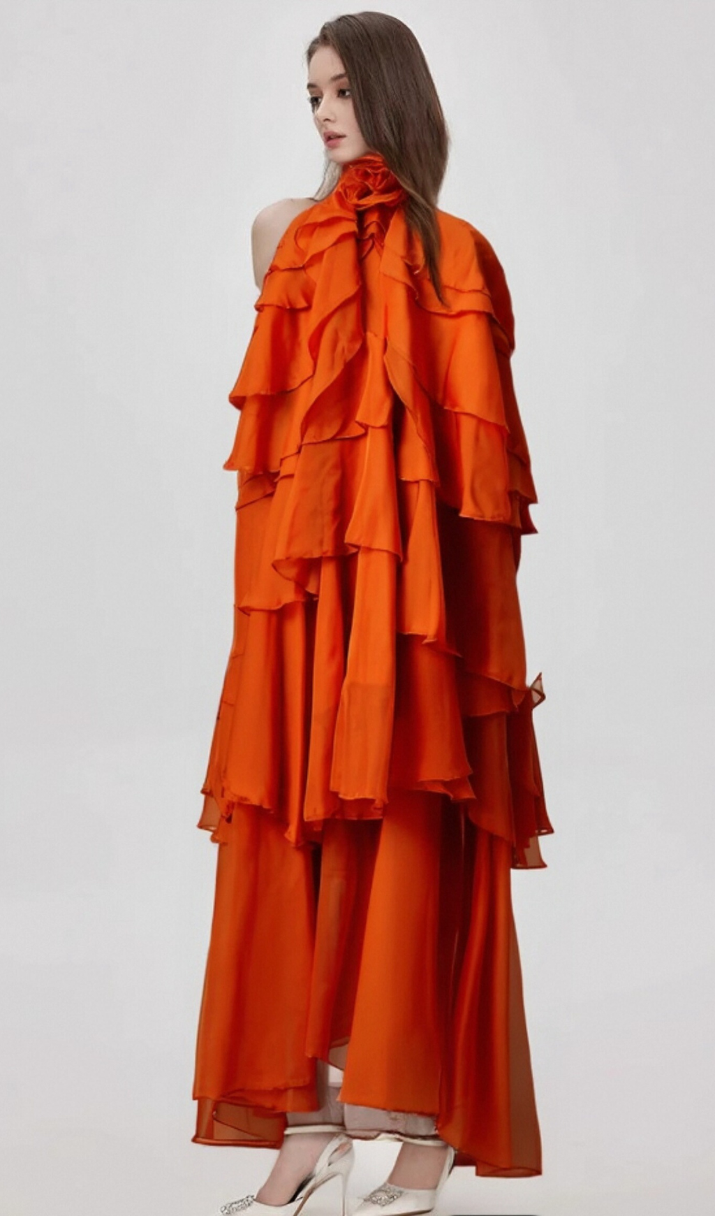Flowering Girl Women Carrie orange halterneck flounced maxi dress