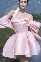 Flowering Girl Women Satin Puff Mini Dress In Pink