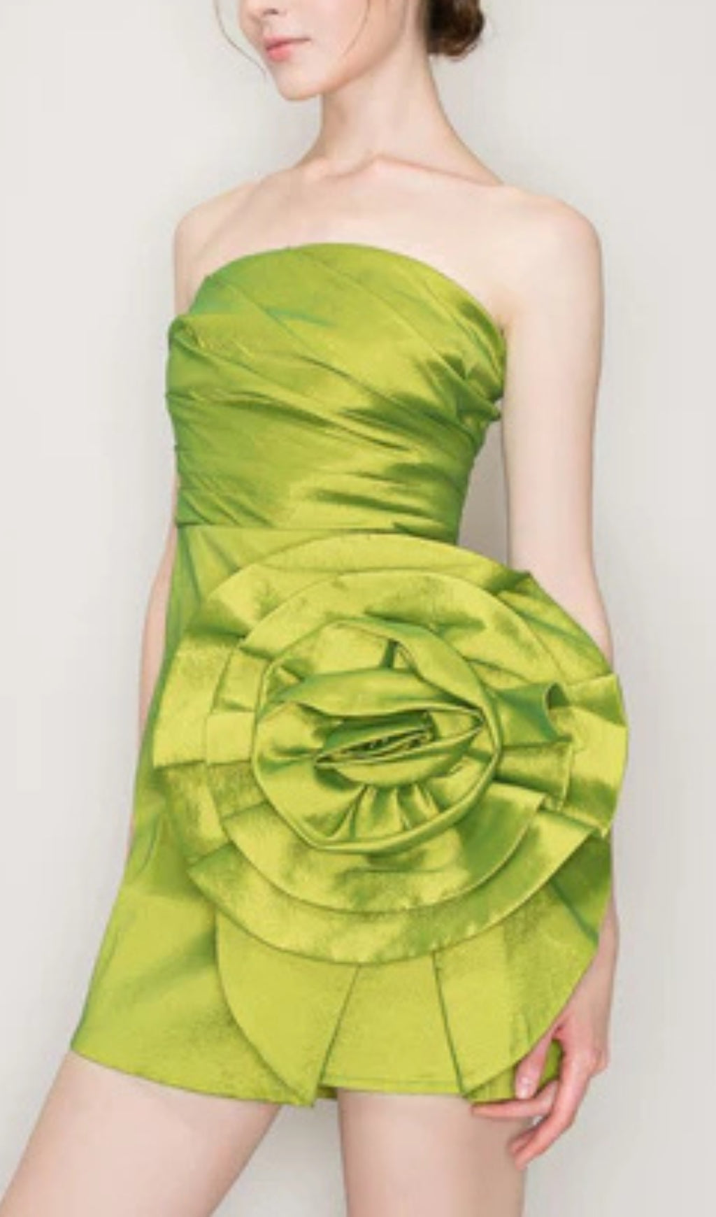 Flowering Girl Women Satin Strapless 3D Floras Mini Dress