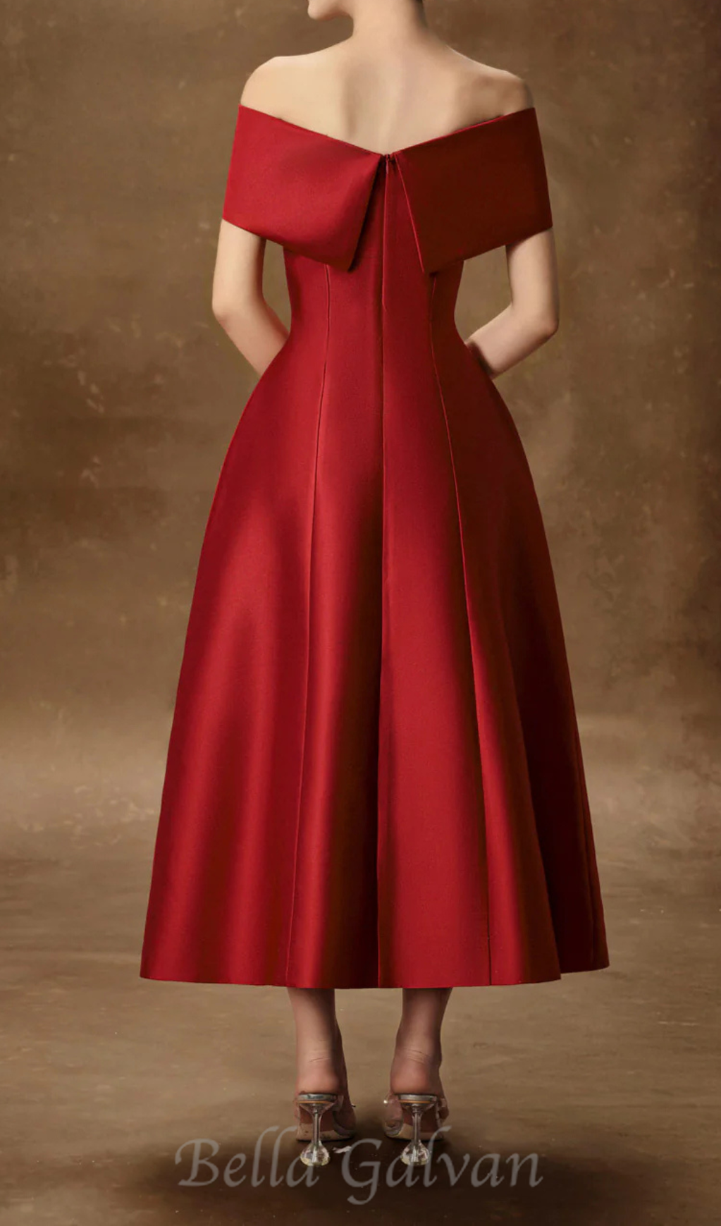 Flowering Girl Women hebera a-line off-shoulder midi dress in red