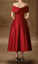Flowering Girl Women hebera a-line off-shoulder midi dress in red
