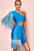Flowering Girl Women ASYMMETRIC TASSEL BANDAGE DRESS