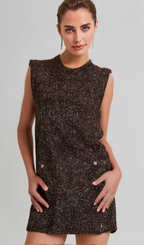 Flowering Girl Women Bianca barley-brown sequined knit mini dress