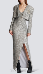 Flowering Girl Women Sequin strap midi dress in silver
