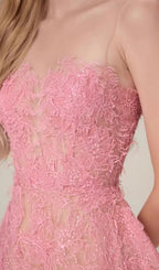 Flowering Girl Women PINK FLORAL LACE EMBROIDER MIDI DRESS