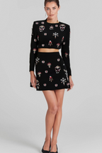 Flowering Girl Women BLACK RHINESTONE EMBELLISHED SKIRT SET