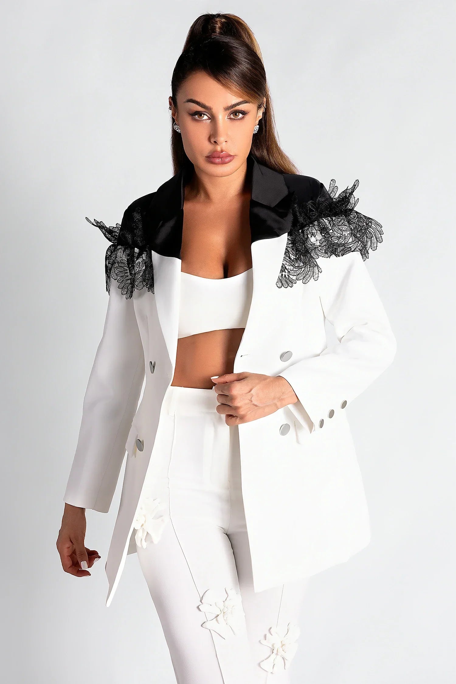 Flowering Girl Women Sekani Patchwork Lace Blazer Top