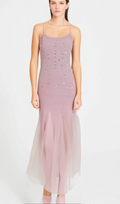 Flowering Girl Women Axelle purple embellished mesh midi dress
