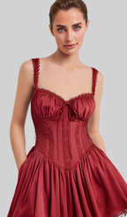 Flowering Girl Women corset strap mini dress in red