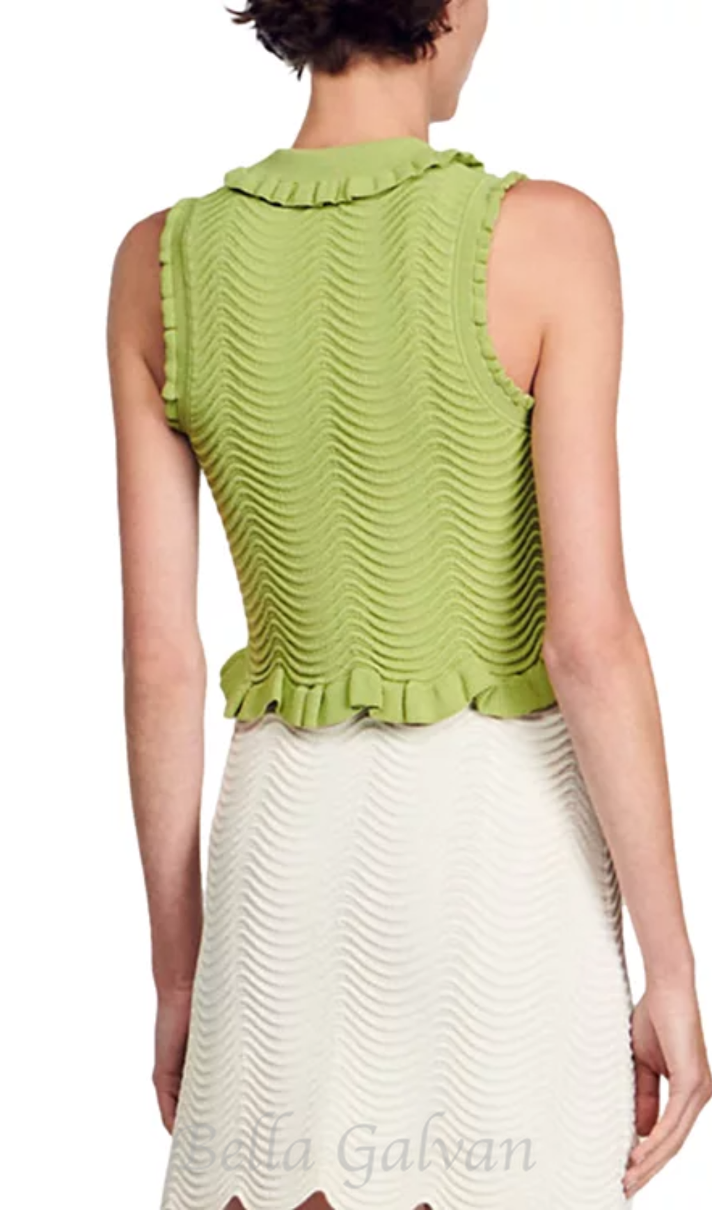 Flowering Girl Women Lina Sleeveless Textured Knit Top in Olive Green