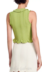 Flowering Girl Women Lina Sleeveless Textured Knit Top in Olive Green