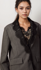 Flowering Girl Women Dianthe grey lace-panel blazer
