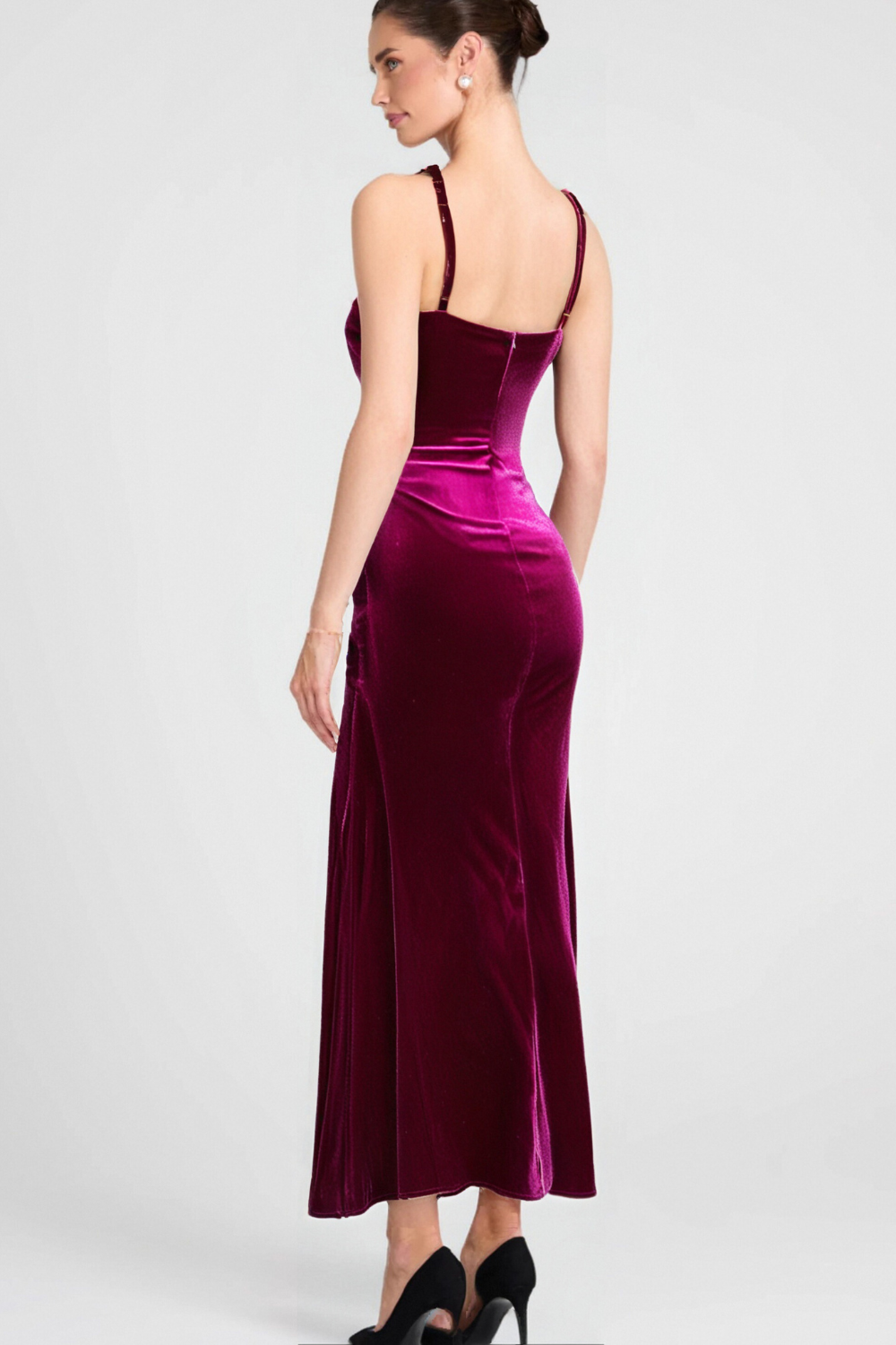 Flowering Girl Women Butterfly Rhinestone Velvet Dress