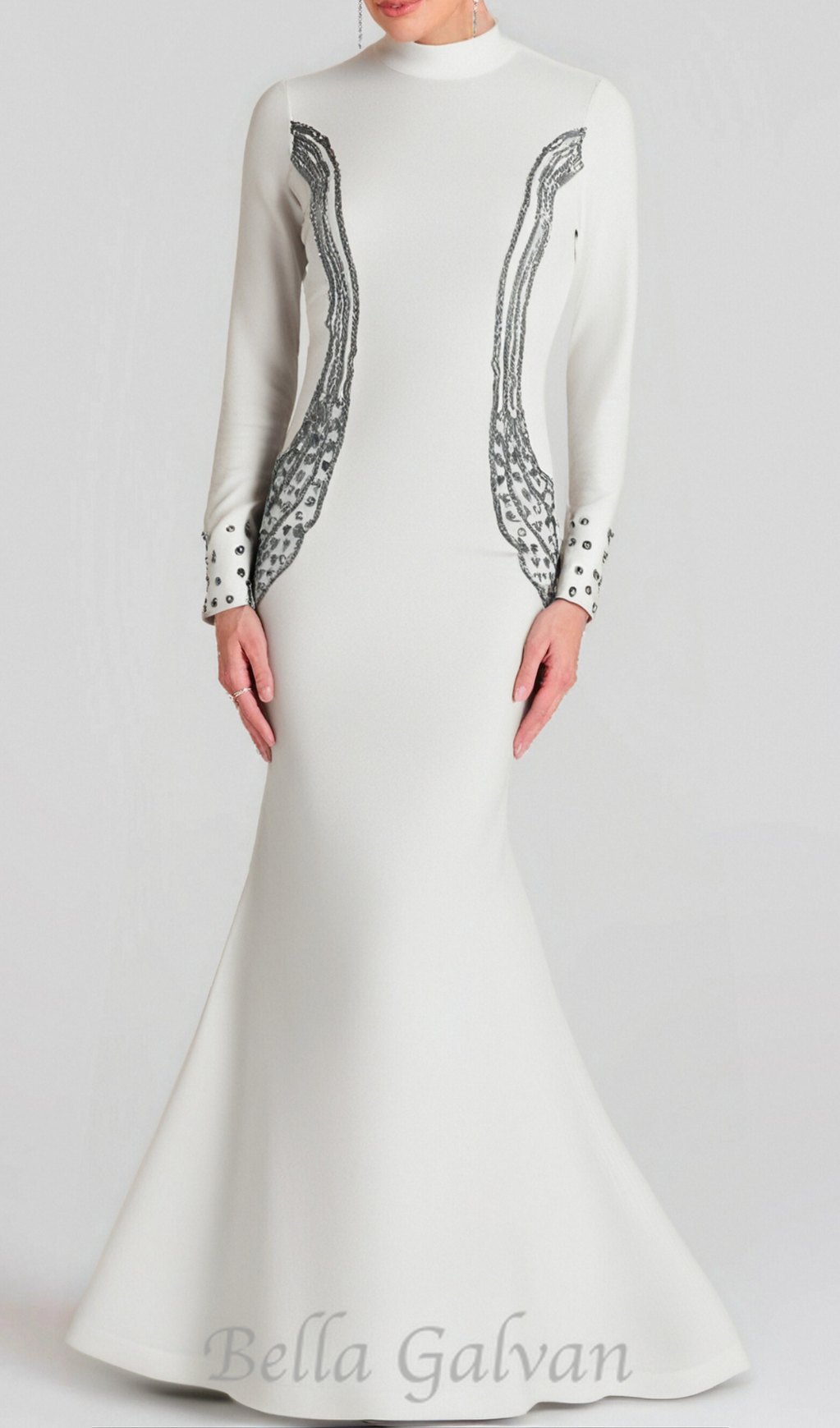 Flowering Girl Women Ashley crystal embellished bodycon maxi dress in white