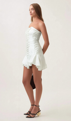 Flowering Girl Women Clémence white tulle-panel lace-up mini dress