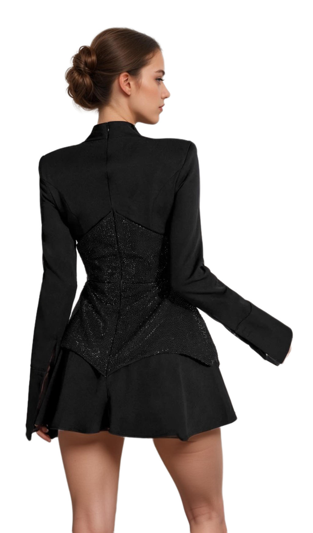 Flowering Girl Women athena Keilani Black Long Sleeve Mini Bodysuit