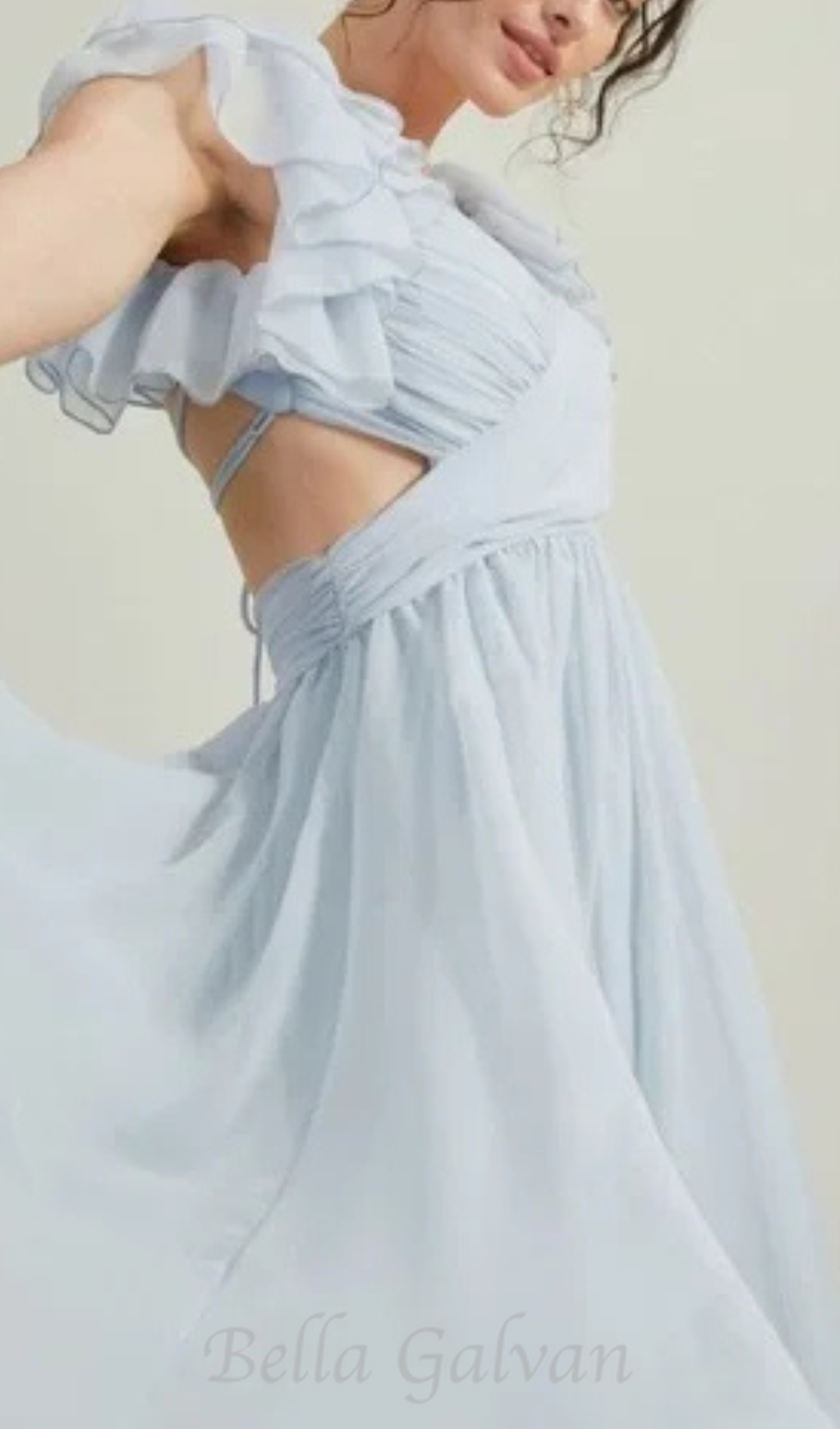 Flowering Girl Women vanessa ruffle sleeves maxi dress in blue