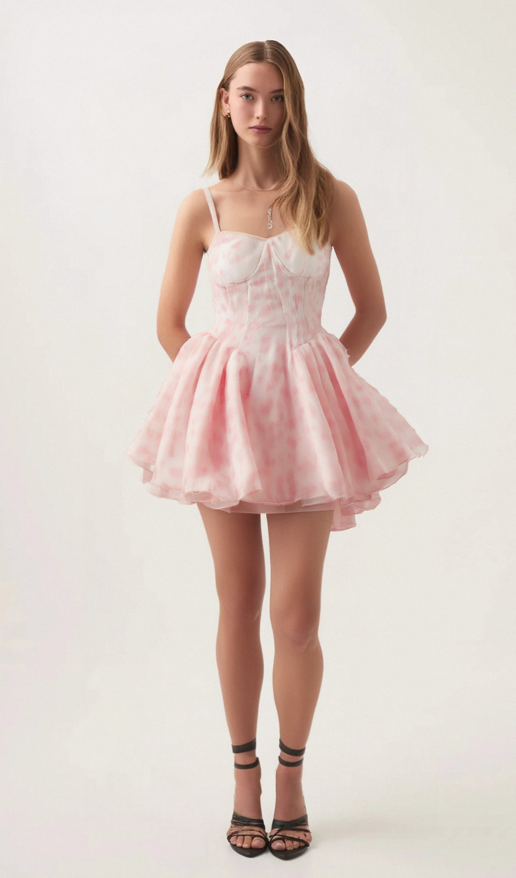 Flowering Girl Women Thérèse pink floral-print puffy mini dress
