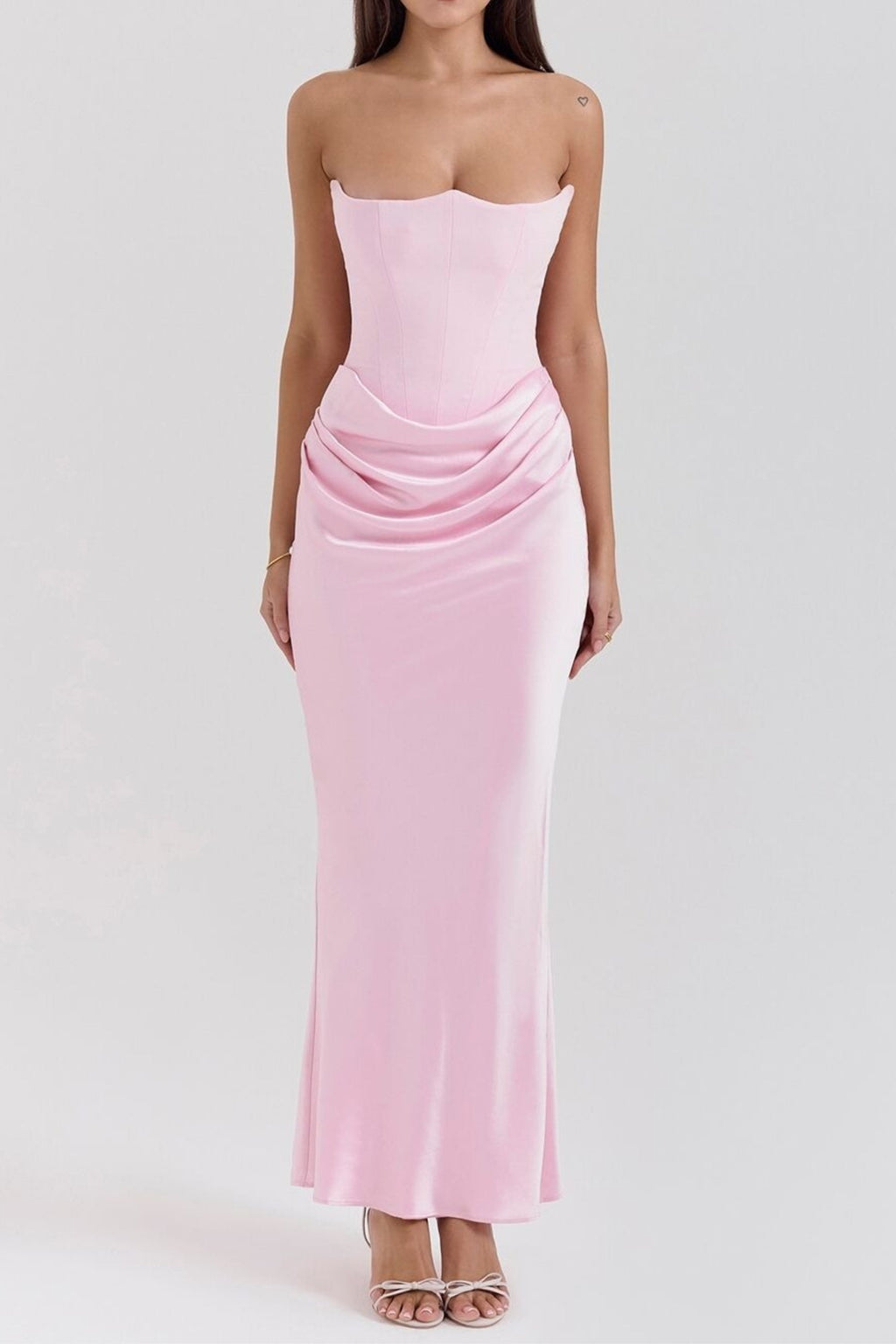 Flowering Girl Women Strapless Corset Maxi Dress In Pink