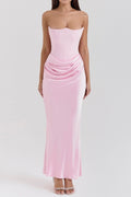Flowering Girl Women Strapless Corset Maxi Dress In Pink