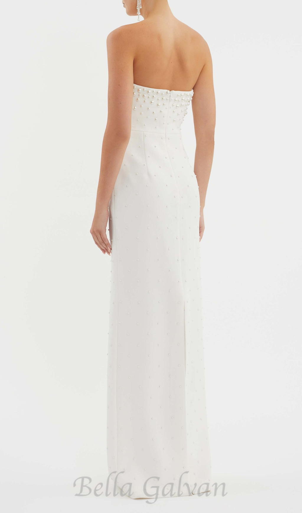 Flowering Girl Women pearl-embellished strapless gown in white