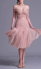 Flowering Girl Women floral dentelle off-shoulder bustier corset net skirt set in pink