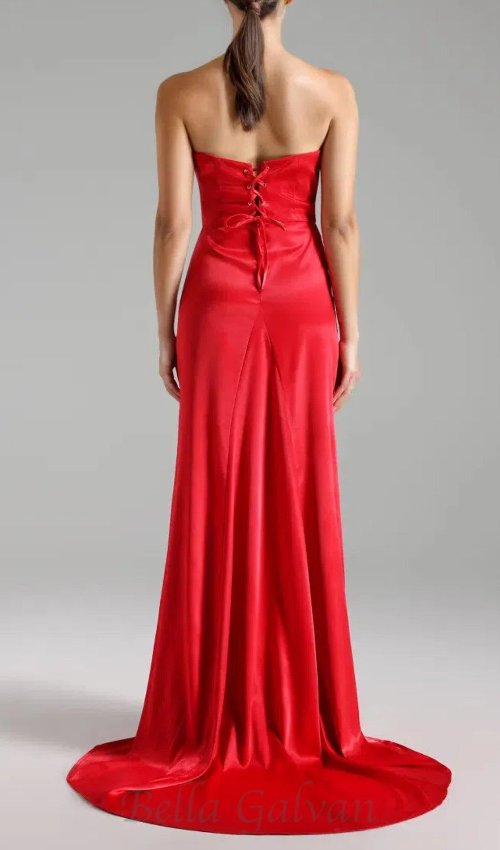 Flowering Girl Women bow embellished strapless maxi dress in red