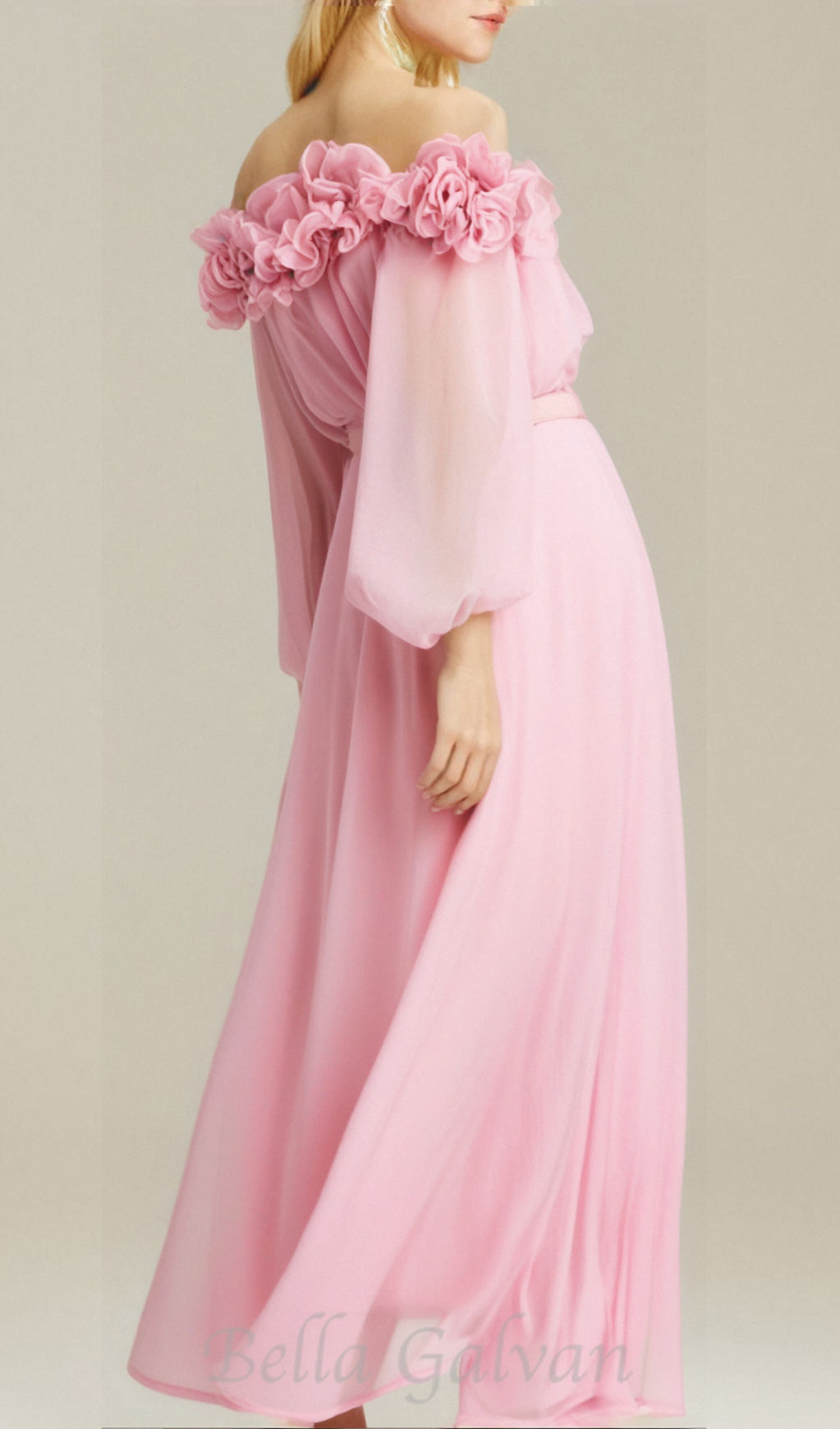 Flowering Girl Women ascella flower shoulder maxi dress in pink
