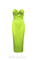 Flowering Girl Women backless split twist-front bodycon midi dress in pale green