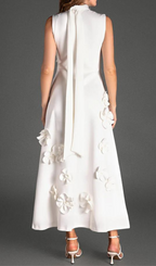 Flowering Girl Women Annona White Flower Embellished Maxi Dress