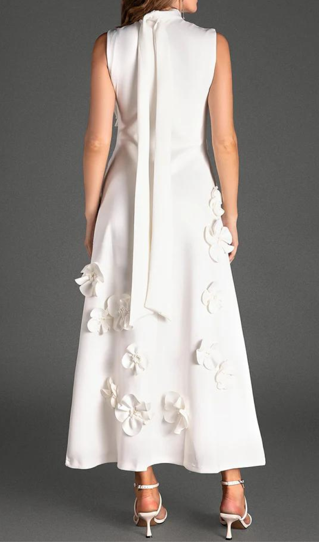 Flowering Girl Women Annona White Flower Embellished Maxi Dress
