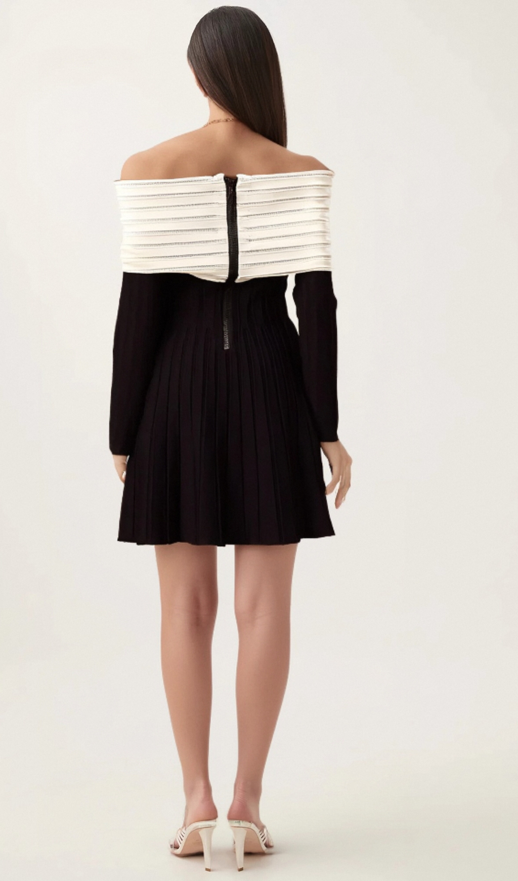 Flowering Girl Women Justine black off-shoulder bow knit mini dress