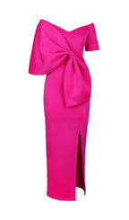 Flowering Girl Women Pink Bow-Knot Midi Dress