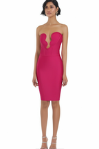 Flowering Girl Women Off The Shoulder Bodycon Midi Dress In Rose Red