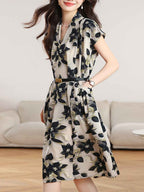michelle Loose V-neck Chiffon A-line Dress